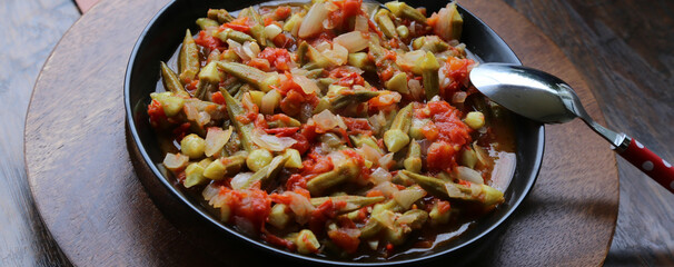 okra dish ready to be eaten vegan