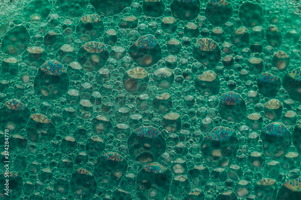 Aufkleber Beautiful abstract green bubbles background pattern for design. Liquid fluid texture for background, banner.
