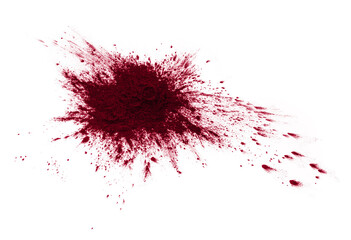 Red dry blood powder paint isolated on white