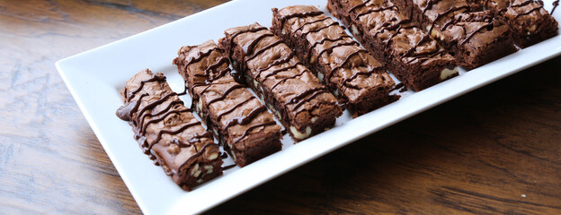 brownie baked sliced and prepared for serving