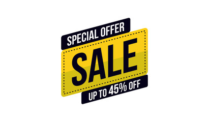 special offer sale up to 45 percent off the banner, sign vector eps