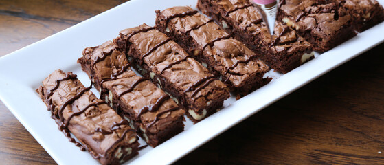 brownie baked sliced and prepared for serving
