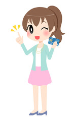 クレカを持つ女性（全身）