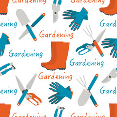 Vector seamless pattern Gardening tools Equipment
