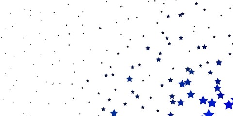 Dark BLUE vector background with small and big stars. Shining colorful illustration with small and big stars. Best design for your ad, poster, banner.