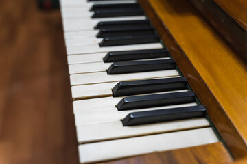 old piano keys, close up