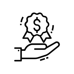 
Hand holding business award icon design, editable ribbon badge
