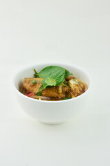 Thai food Canned fish salad white background