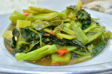 Thai food Stir Fried Morning Glory