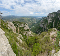 Fototapeta na wymiar Panoramic view of Llobregat river valley from Montserrat Abbey, Spain.