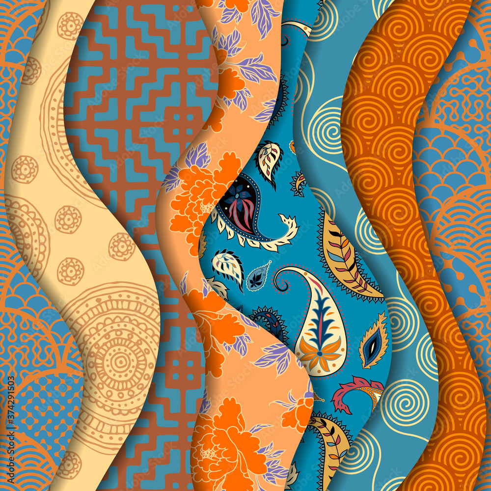 Aufkleber paper cut shapes design. seamless vector pattern.