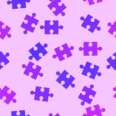 Naklejka premium Purple and pink puzzles on a pink background, seamless background 