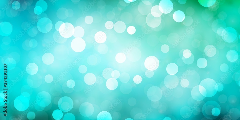 Wall mural light blue, green vector pattern with circles. abstract decorative design in gradient style with bub