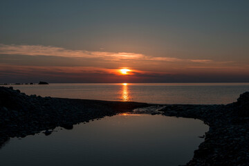 Obraz premium Sunset view from the sea. Gökçeada, Çanakkale Turkey