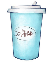 Digitally hand drawn coffee cup. Coffee cup illustration.