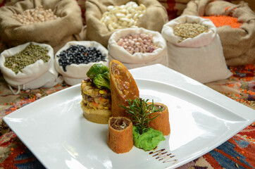 legume family in sacks with food traditional