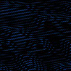 Particle wave background. Abstract dynamic mesh. Big data technology. Vector grid illustration.