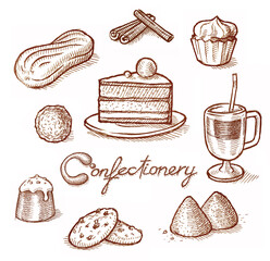 Sketch set of dessert