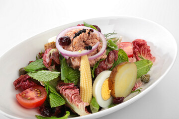 tuna fish salad white background