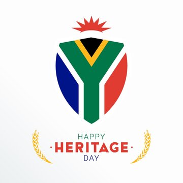 Happy Heritage Day - 24 September - square vector banner template with the South African flaf on light background. Celebrating and honoring African culture and traditions