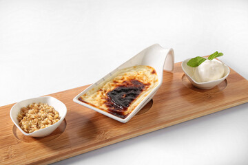 baked rice pudding white background turkish dessert