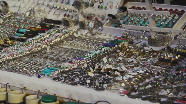 Handheld shot of Mexican handcrafts in a popular travel destination in Mexico at 120fps.