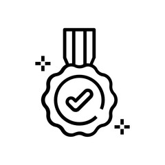 
Guarantee medal icon design, checkmark on medal in filled design 
