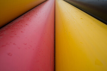 Color plastic pipe in a perspective view