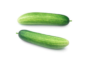 Fresh cucumbers isolated on white background.