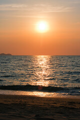 Beautiful sunset over the ocean. Seascape view. Nature concept, nature background. Travel concept, travelling.