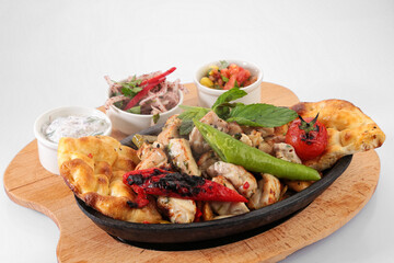 chicken saute white background portion for restaurant and cafe