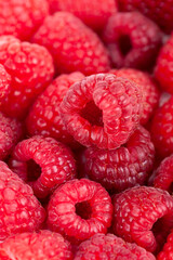 Ripe raspberries background. Fresh fruit closeup. Sweet berries