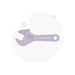 Adjustable wrench isolated vector flat illustration on white