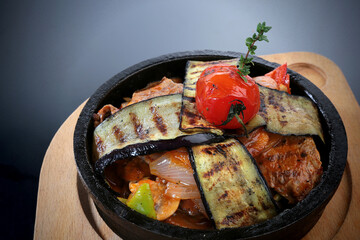 eggplant beef saute stew