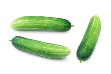 Fresh cucumbers isolated on white background.