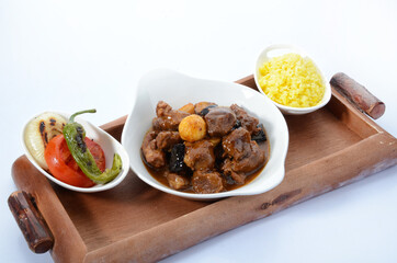 stewed beef white background