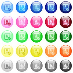 Contact attach icons in color glossy buttons