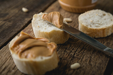 Peanut butter with fresh bread