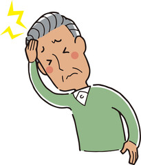 頭の痛みに苦しむ男性