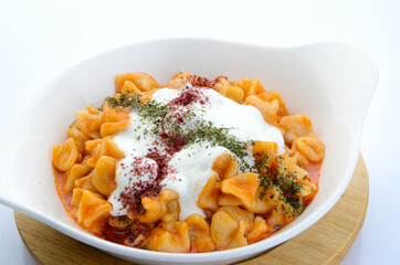 turkish ravioli white background