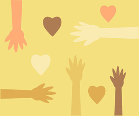 People's hands are raised up. Symbol. Vector illustration.