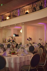 living room with festive meals. restaurant arranged for the event