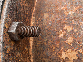 Rust metal nuts locked with rust Close Up.