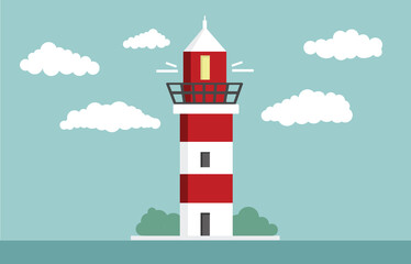Lighthouse. Flat design, vector illustration.