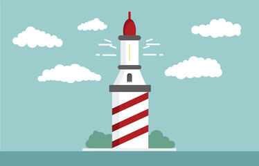 Lighthouse. Flat design, vector illustration.