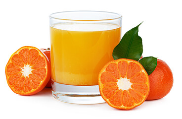 Glass of orange juice isolated on white