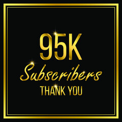 Ninety five thousand or 95000 followers or subscribers achievement symbol design, vector illustration.