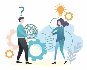 Flat illustration. Group of people. Teamwork. Men and women. Illustrations for business. Illustrations for infographics.