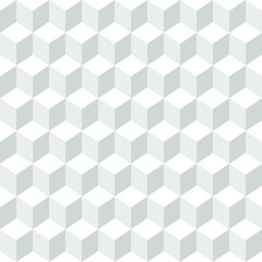Hexagon grid seamless background. Monochrome geometric design. Cube shapes mosaic.Vector illustration.