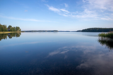 Fototapeta na wymiar calm lake Saimaa scenery, Lappeenranta Finland